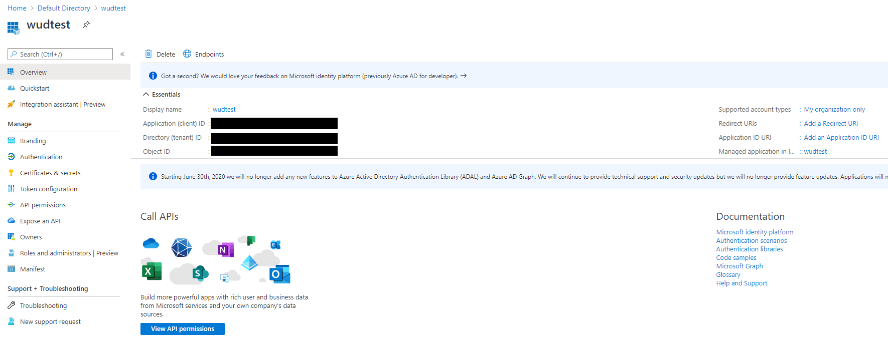 Azure portal register application
