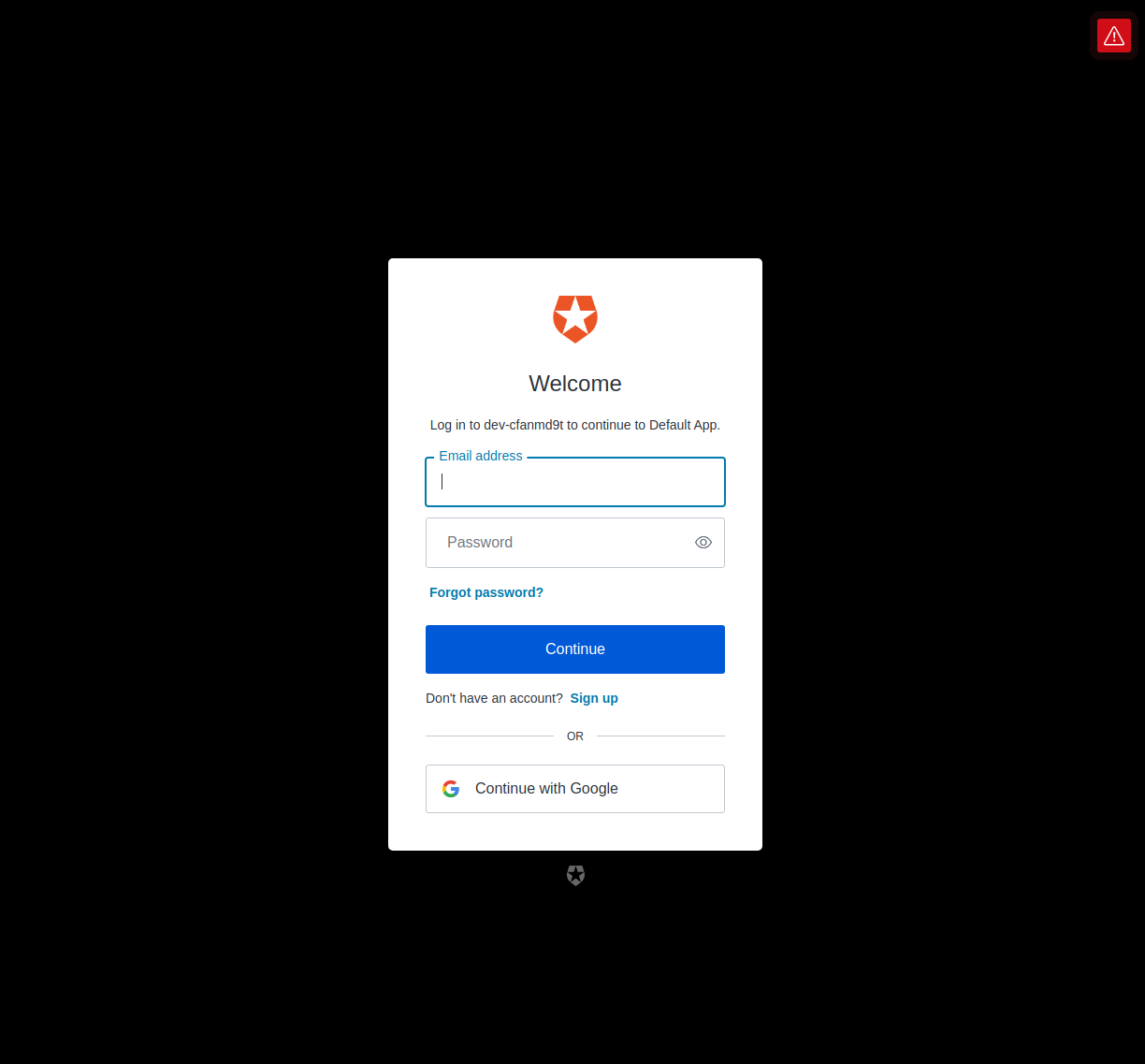 Auth0 login screen