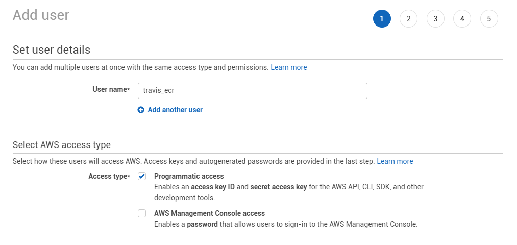 AWS IAM create user
